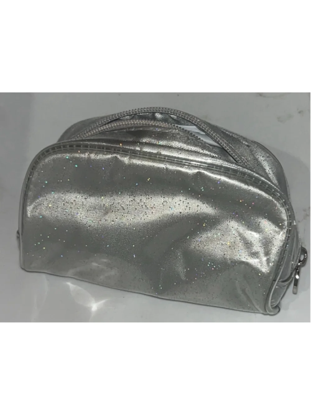 Women's i.CHI Silver Glitter Cosmetic Bag One Size